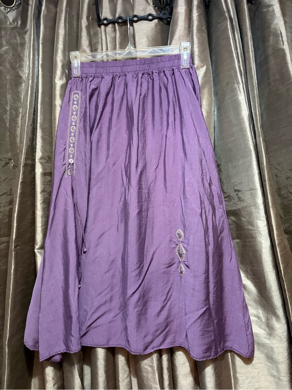 No tag Bohemian Purple Embroidered Maxi Skirt 12↔️35↕️ #1818